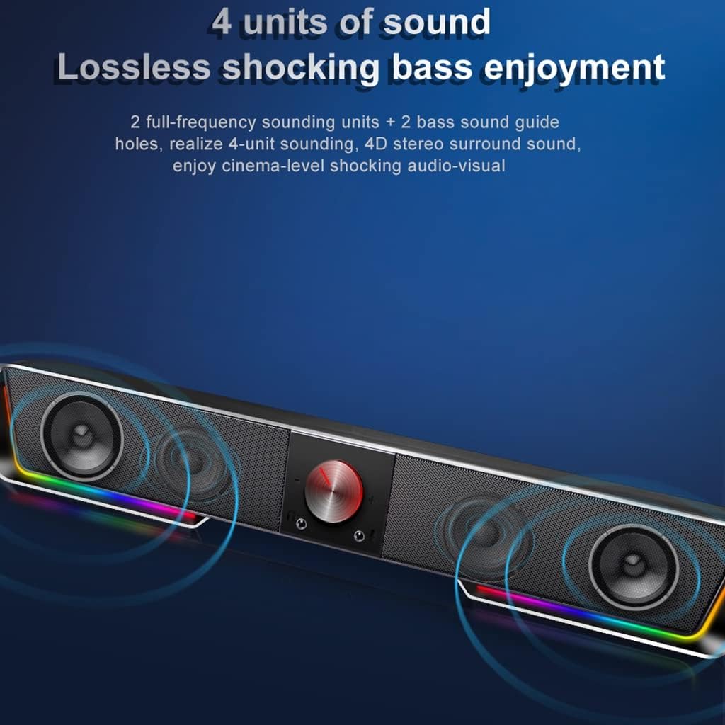 GS570 Darknets Support aux 3.5 Surround RGB Speakers Column Sound bar for Computer PC loudspeakers image 4