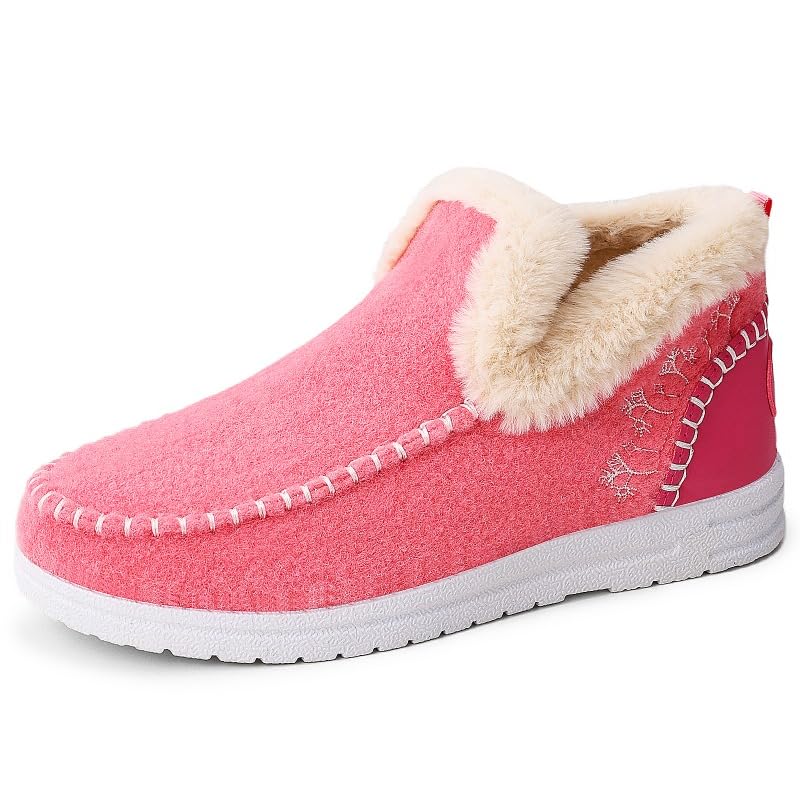 Womens Winter Fluffy Snow Boots Warm Plush Lined Flat Shoes Comfy Orthopedic Arch Support Outdoor Walking Shoes Classic