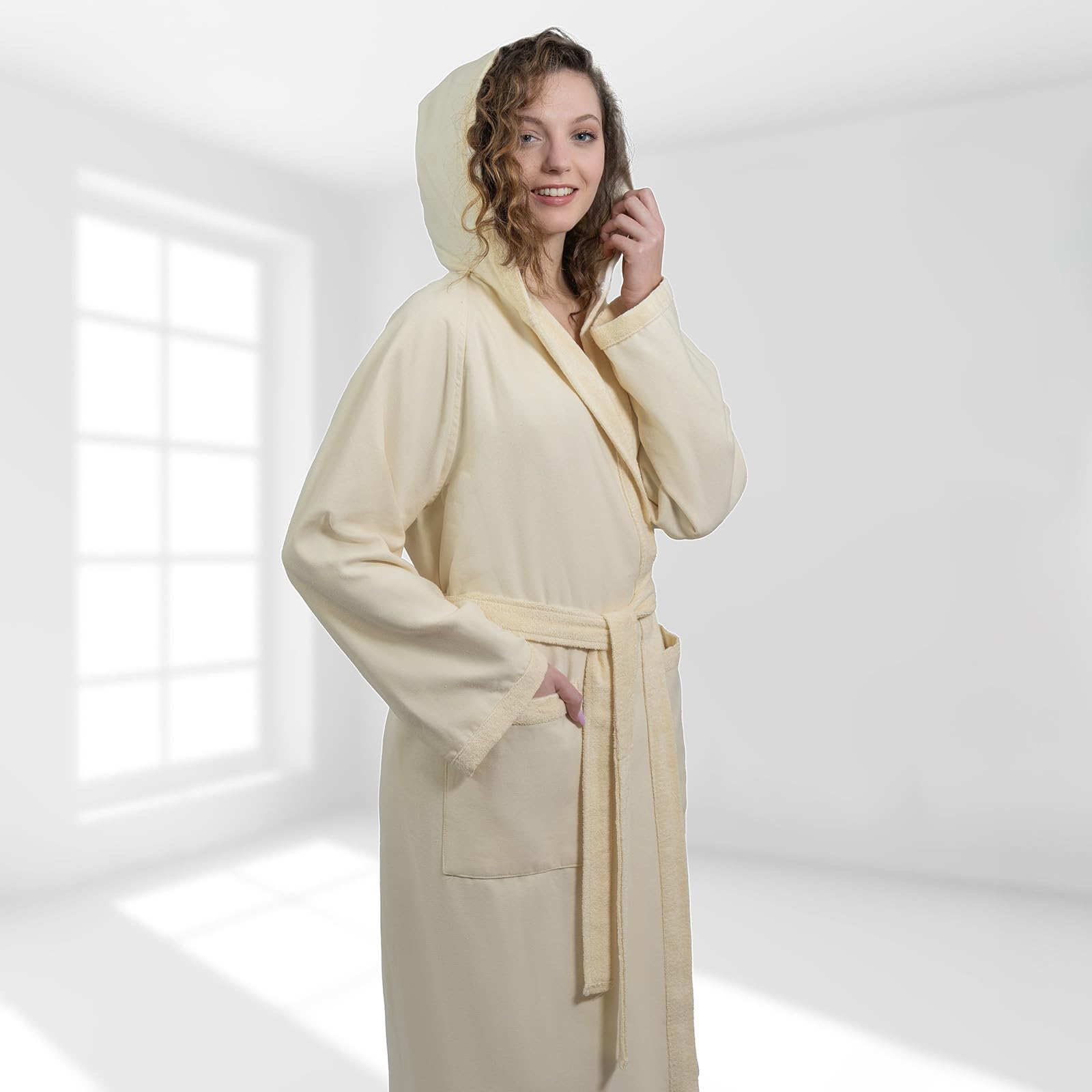 nice homeit Accappatoio Donna e Uomo in Spugna 100% Cotone - Accappatoio Super Assorbente con Cappuccio - Morbido, Leggero, Anti-Pilling, Made in Italia