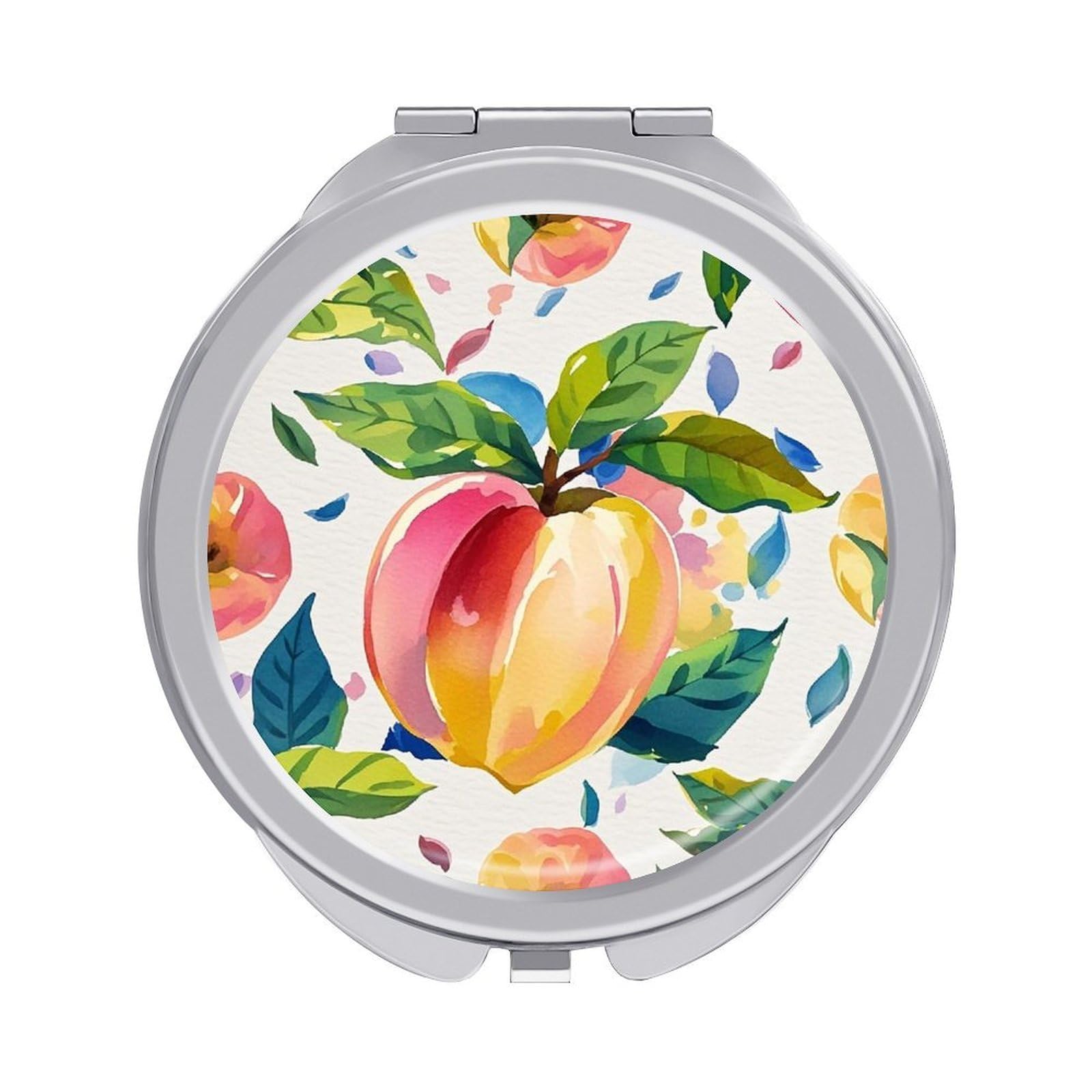 FekiLoot Colorful Peach Watercolor Compact Mirror for Purse Portable Travel Makeup Mirrors Metal Magnifying Pocket Mirror Double Sided Small Handheld Mirrors for Women Travel Essentials