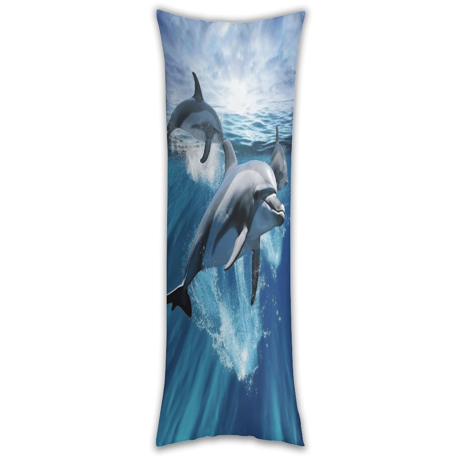 Dolphins Long Pillow Case with Zipper Ultra Soft Microfiber Long Pillow Cover Breathable Body Pillow Protector Soft Wrinkle Pillowcase for Bed Sofa Bedroom 53 X 19 in