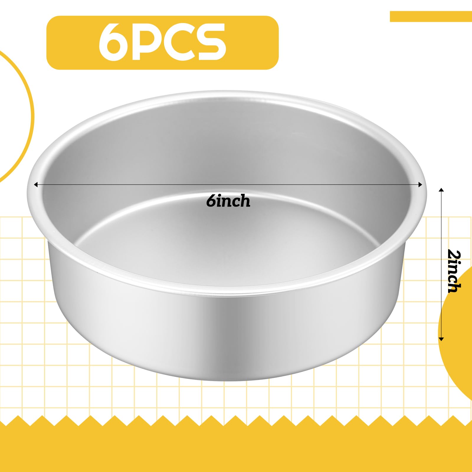 Teenyyou 6 moldes redondos de aluminio antiadherentes de 6 x 2 pulgadas, moldes redondos para tartas pequeñas para fiestas en casa, suministros para hornear