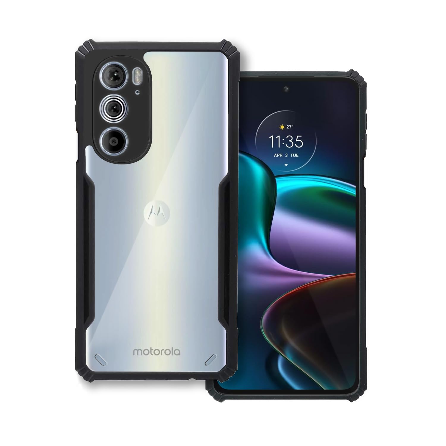 Plus 360 Degree Protection Black Border Back Cover for Motorola Edge 30 Pro (B0CJYKNCZM) Amazon Price History, Amazon Price Tracker