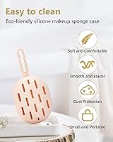 Vista 4 de Soporte de esponja de maquillaje para viajes, soporte de silicona para licuadora de belleza, estuche de licuadora de maquillaje con multifuncional