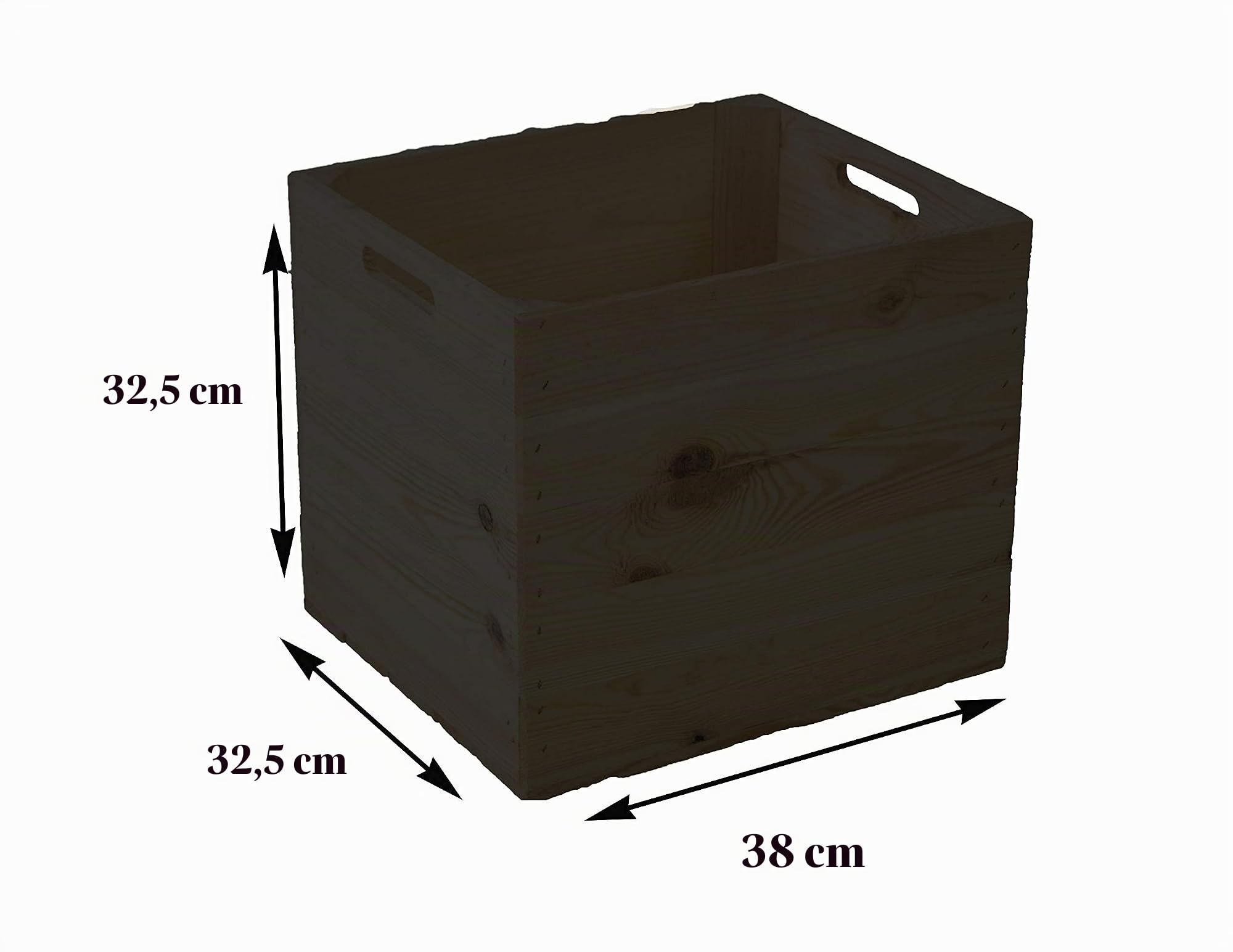 Kistenkolli Altes Land Cassetta di legno per vino, frutta, dimensioni 33 x 37,5 x 32,5 cm, adatta per tutti i ripiani Kallax e scaffale Expidit (GEFLAMMT)