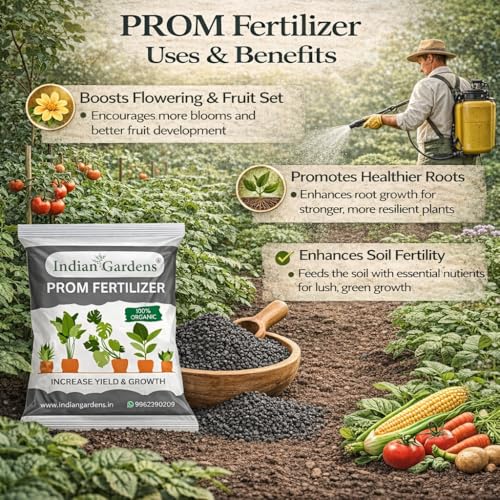 Image of Indian Gardens - PROM Fertilizer | Phosphate Rich Organic Manure | Strong Root Growth & Flower Booster | Improves Soil Fertility - 900 Grams
