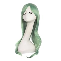Vista 3 de MapofBeauty - Peluca larga de extremos rizados de 28 pulgadas para mujer, para cosplay, verde oscuro