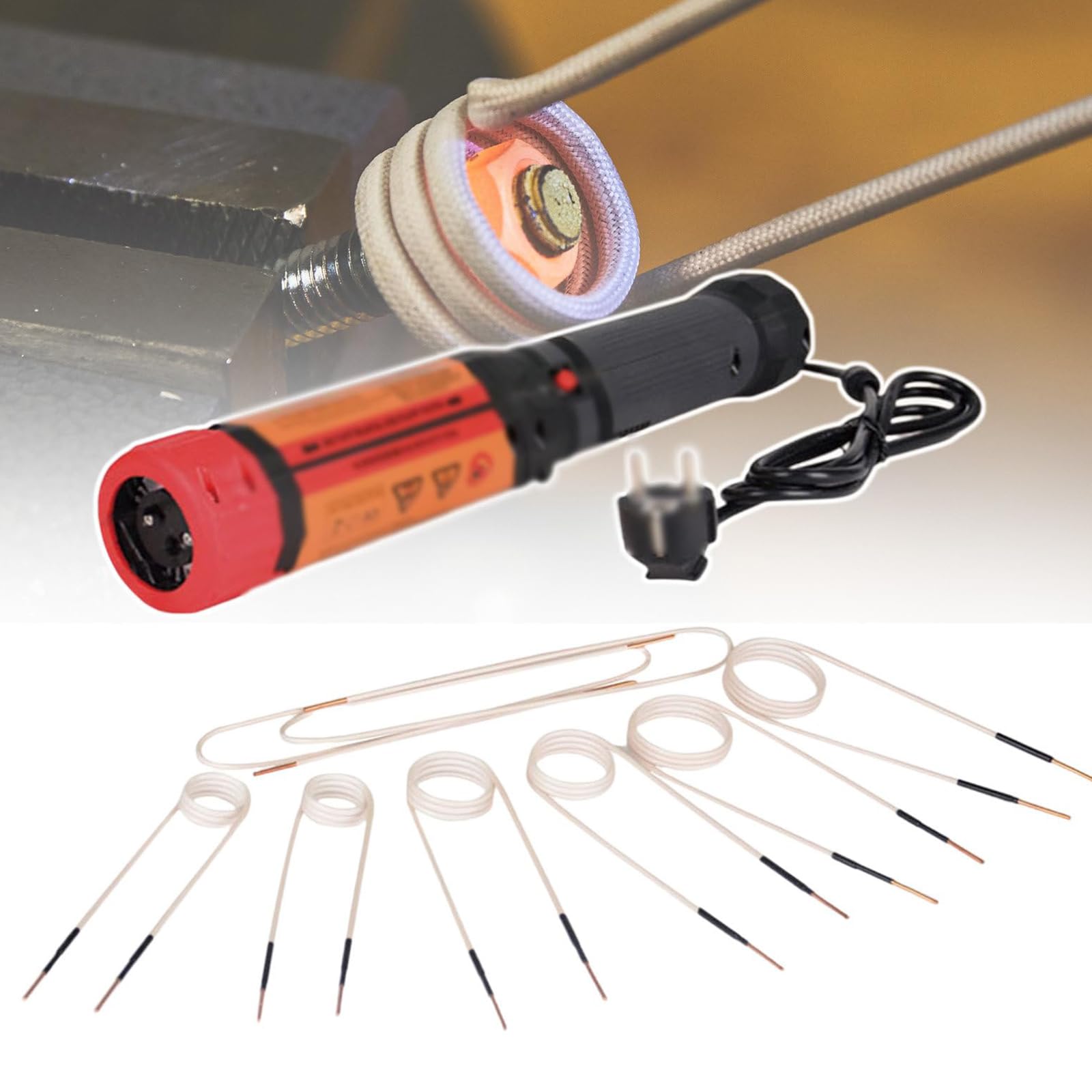 Magnetic Induction Heater Kit, 1100W Rotary Handheld Induction Heater, with 8 Coils, Heating Bolt Diameter 5-40mm, for Heating Corrodes Bolts, Nuts, Gears, Bearings
