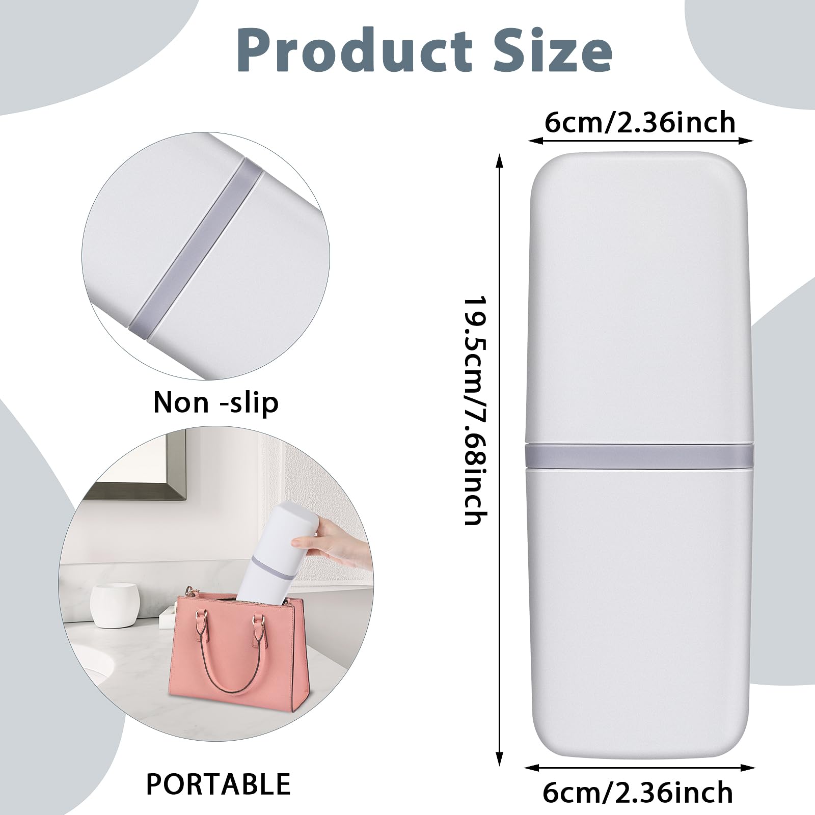 COMNICO Travel Toothbrush Cup Case Portable PP Seal Tooth Brush Holders Cover Multi-Function Toothpaste Storage Container Cup for Home School Camping Business Trip Bathroom(White) - Image 2