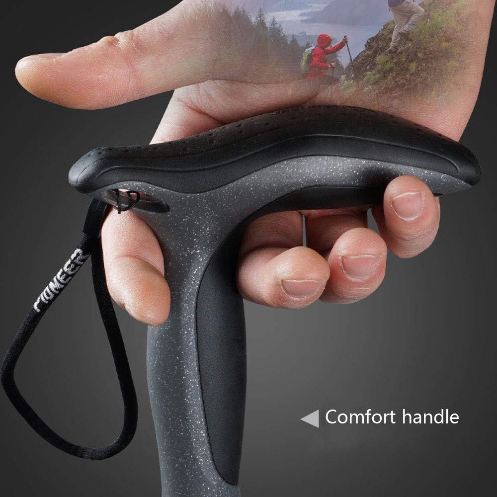 Poignée télescopique Ergonomique réglable avec système Anti-Choc à Verrouillage Rapide Bâtons de randonnée pour randonnée, Trekking, Camping, Voyage, 2 pièces
