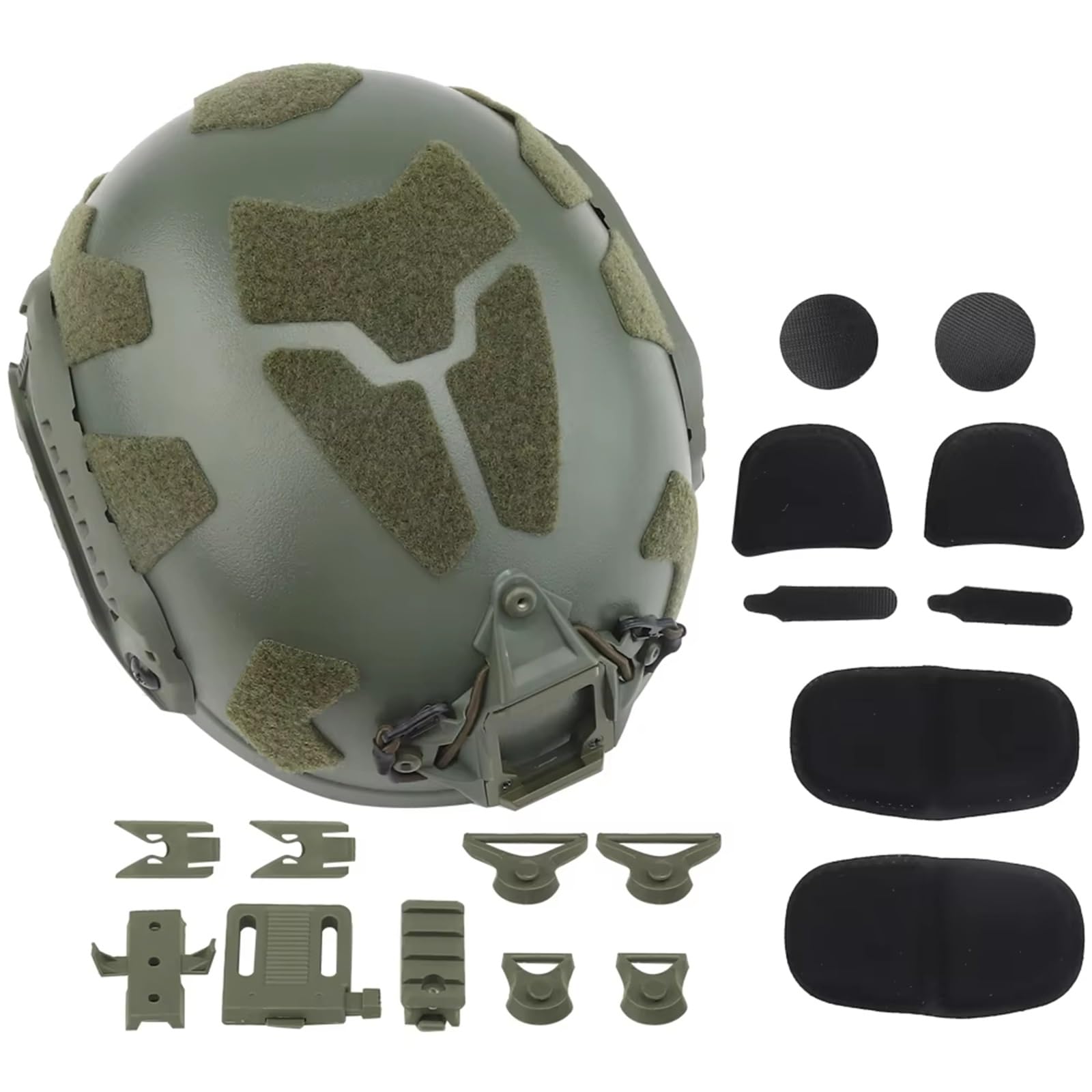 Casco Tattico Airsoft Veloce Con Cuffie Tattiche, Luce Sopravvivenza, Supporto NVG, Pacco Batteria, Borsa Con Pesi, Maschera For Giochi CS All'aperto, Caccia, Cosplay, Painball, Swat Gear