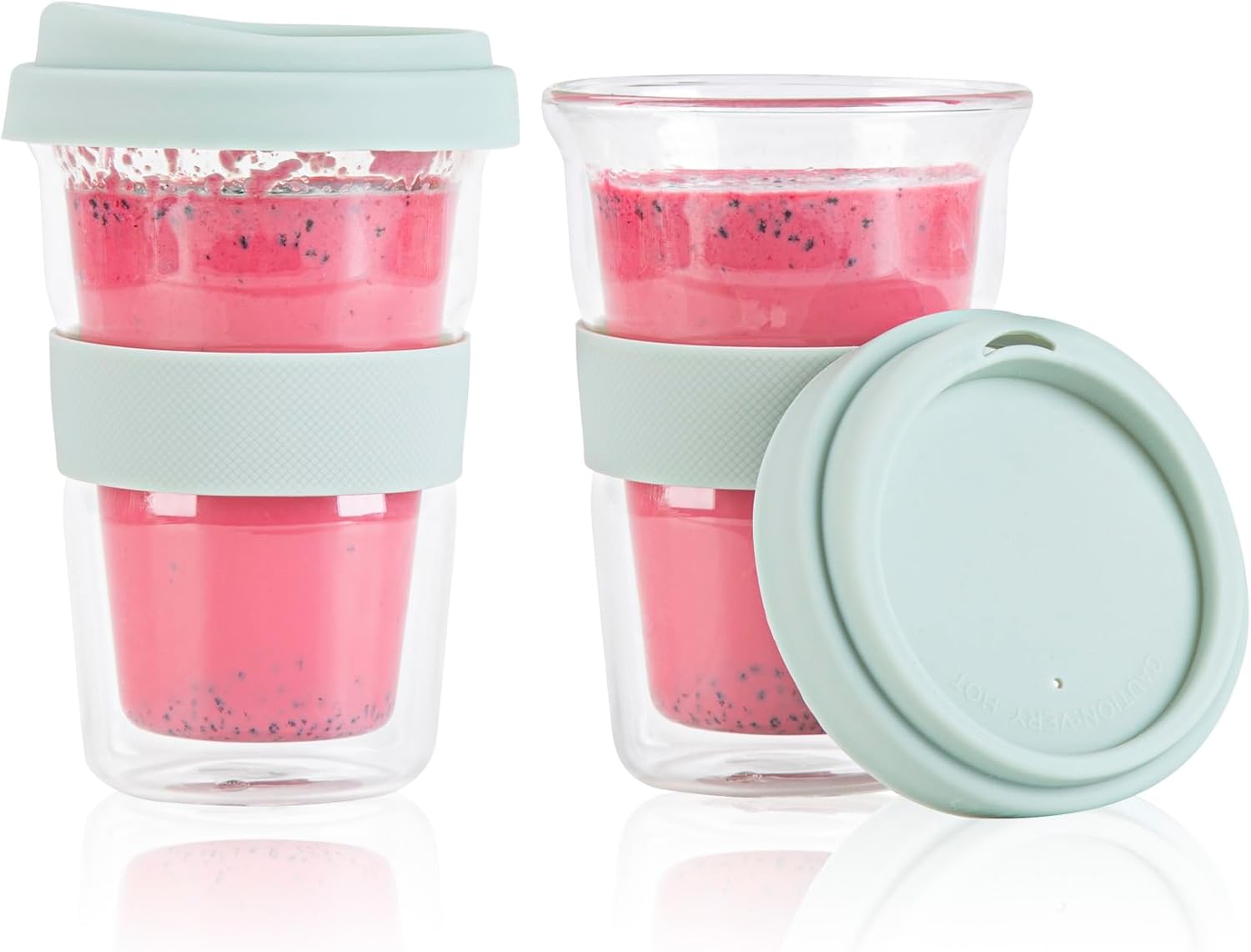 Restaurantware - Forma Professional 13.5 Ounce Insulated Travel Mugs, 10 Double Wall Coffee Mugs - Includes Lids And Sleeves, Reusable, Clear Borosilicate Glass Tumblers, Dishwashable, Microwavable - Image 2