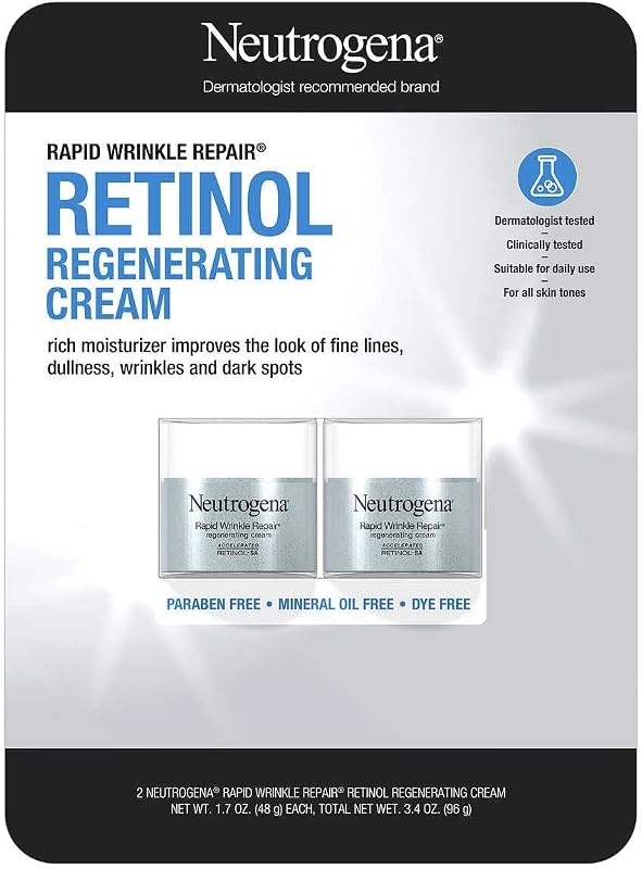 Neutrogena Hidratante facial com retinol e ácido hialurônico, Pacote com 2, 100 mL cada