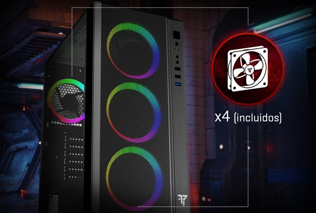 Tempest Umbra Caja PC ATX/Micro ATX/ITX, Cristal Templado, Ventilación ARBG, Torre Gaming Negra