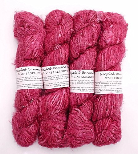 100G/ 1 Skein Recycled Banana Silk Yarn Pink Hand-Spun Soft Yarns #TOP5