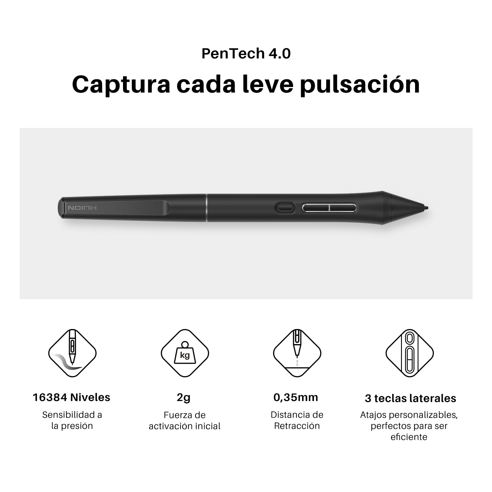 HUION Kamvas 13 Gen3 2024 Tableta Gráfica con Pantalla, Tableta de Dibujo 13.3" Vidrio Anti Brillo Canvas, Pentech 4.0, 16384 Presión del Lápiz, Doble Dial para PC, Mac, Android, Negro