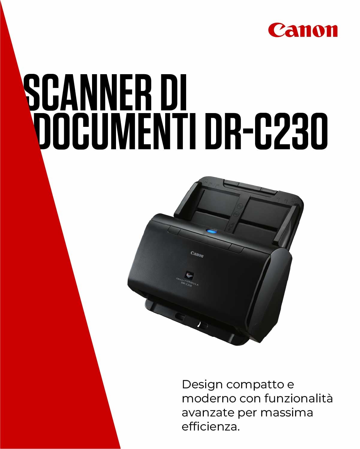 Canon Scanner per Documenti imageFORMULA DR-C225II | Scanner Fronte-Retro con USB per Casa e Ufficio | Fino a 25 Pagine al Minuto | Software CaptureOnTouch | Supporto OCR e Scansione su Cloud