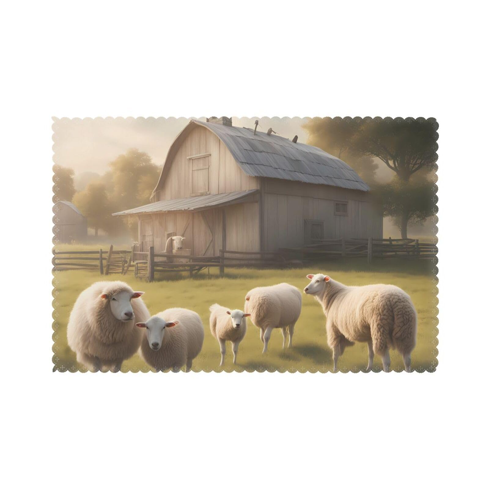 Lots of cute sheep Placemat set of 6, oil-proof and insulated dining table placemats, washable and wipeable.
