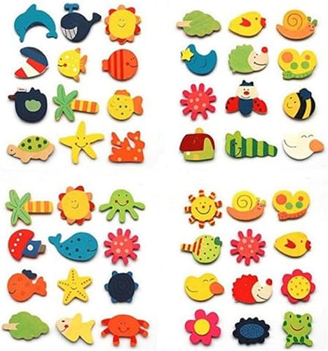 Miniatura 2 de 24 calcomanías de imán de madera de animales aleatorios para nevera, juguete educativo para el hogar, imán de bricolaje, calcomanías de madera para