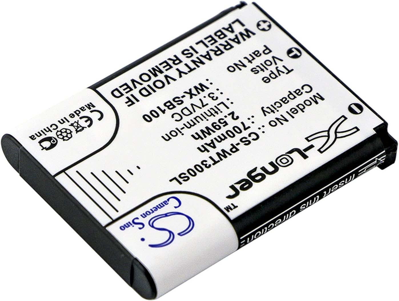 Cameron Sino Battery for Panasonic Attune II HD3, WX-CH455, WX-ST100, WX-ST300 PN: WX-SB100 700mAh