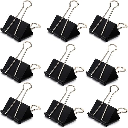 Paquete de 9 clips para carpeta, abrazaderas de papel, clip grande para suministros de oficina, aula, hogar (negro) disponible en Yaxa Costa Rica