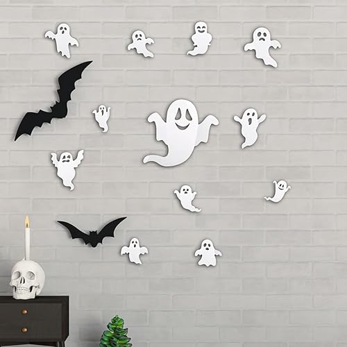 Miniatura 4 de Decoración de Halloween 3D de fantasma, calcomanía de pared de fantasma de Halloween para el hogar y la habitación, ventanas, se adhiere a la
