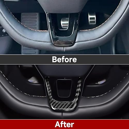 Miniatura 3 de Cubierta de fibra de carbono para volante de automóvil compatible con Ford Mustang Mach E 2021 2022 accesorios adhesivos para automóvil