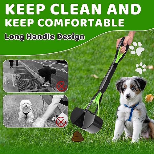 Image of Dog Poop Trash Can Outside with Pooper Scooper and Metal Rake & Tray, 20L /5Gal Dog Waste Trash Can with Lid, Pedal and Removable Inner Waste Bin, Pet Poop Bin with 100 Bags, Green