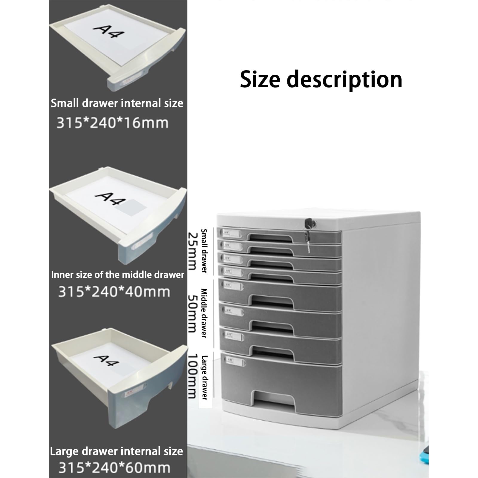 Scatola di archiviazione per documenti con serratura a 8 strati cassetto per documenti con chiave sicura fattura e archivio carta A4 per la gestione dei documenti finanziari di casa e ufficio