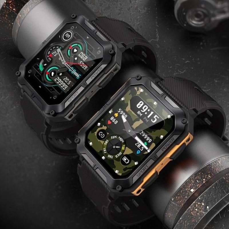 Watchily Militaire MTPRO - Montre Connectée Homme, Militaire, Ultra résistant, SMS, Sport, Santé, Aventure, Autonomie 15 à 50 Jours