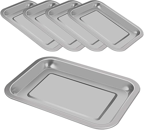 Paquete de 5 bandejas quirúrgicas, bandeja médica de acero inoxidable, instrumentos de laboratorio para procedimientos dentales, herramienta de