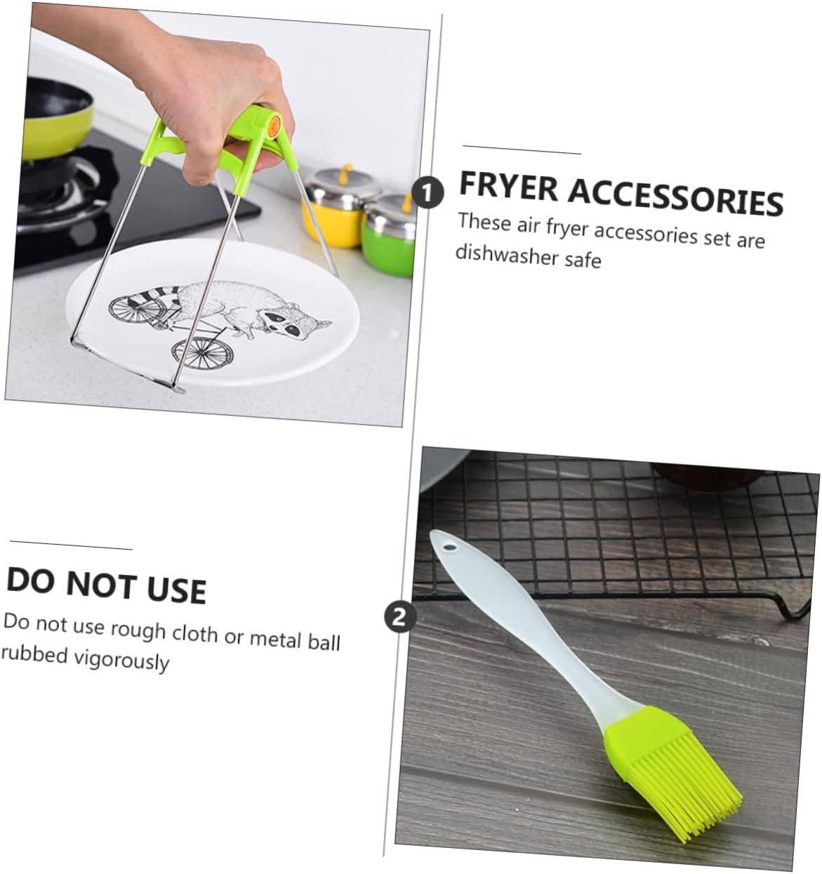 Garneck 9pcs Air Fryer Accessories Set Non-stick Cake Pan for Baking Pizza and Air Fryers Kitchen Tools for and Cleaning
