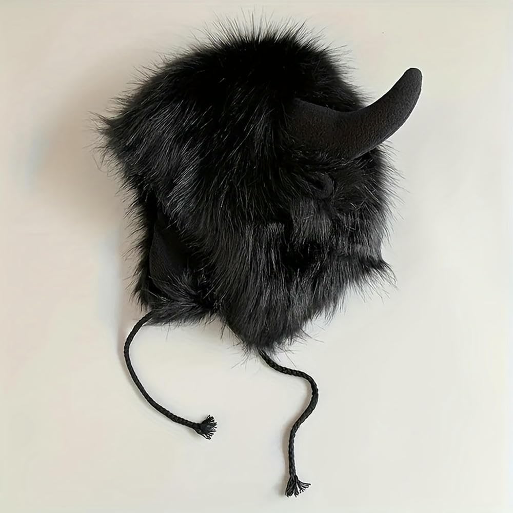 NYSDM Bull Horns Beanie - Przytulna dzianinowa czapka pilota zimowa typu kominiarka z oddychającą i ocieplającą uszy konstrukcją, elastyczna, dla mężczyzn i kobiet