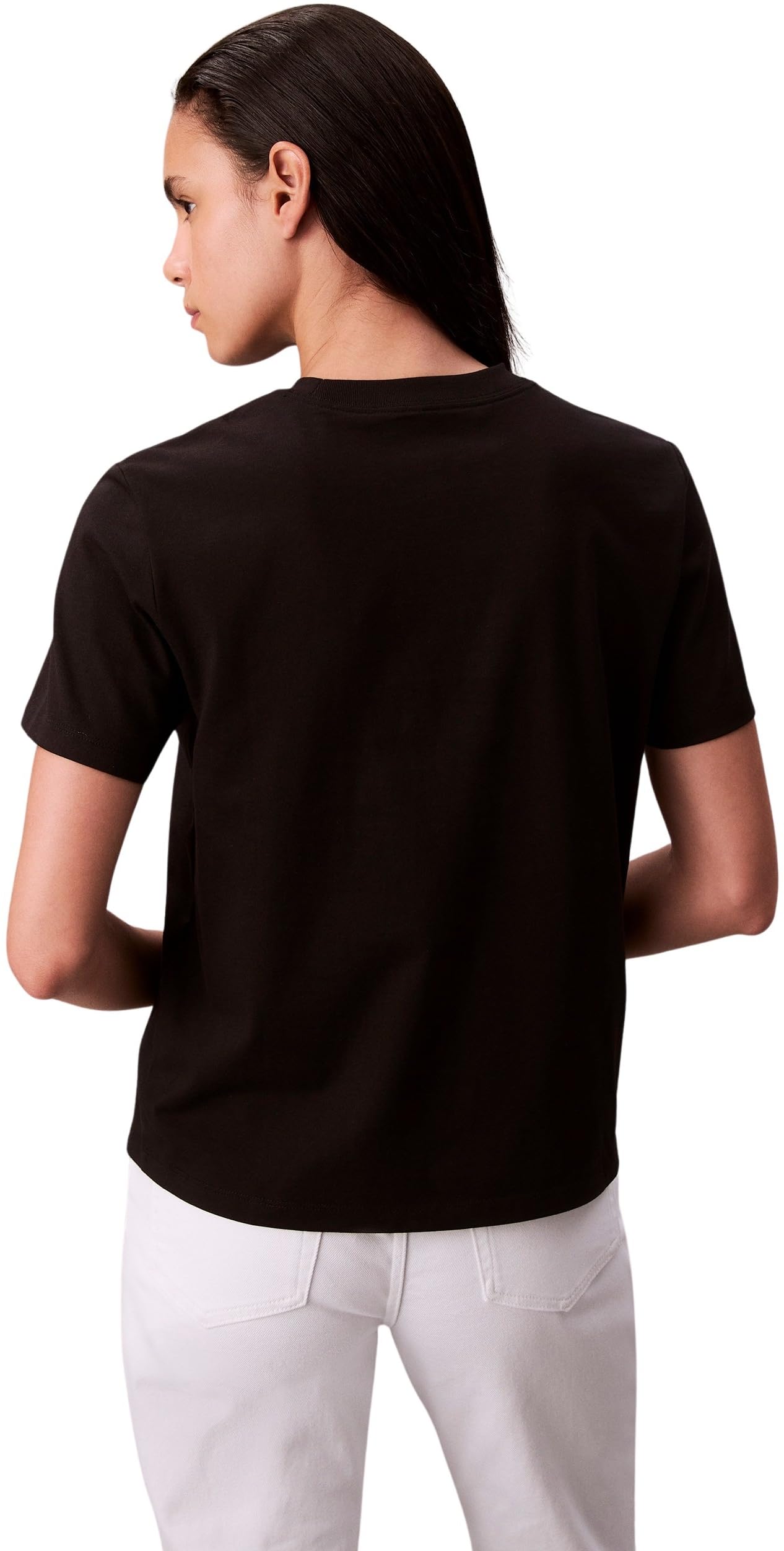Calvin Klein Damen T-Shirt Kurzarm Hero Classic Monologo Tee mit Rundhalsausschnitt, Schwarz (Black), 3XS – Ansicht 2