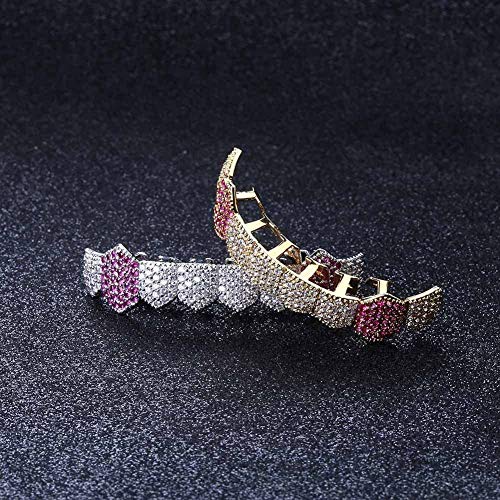 Canjoyn 18K Gold Plated Gold Finish 8 Top Teeth & 8 Bottom Tooth Hip Hop Mouth Grills #TOP5