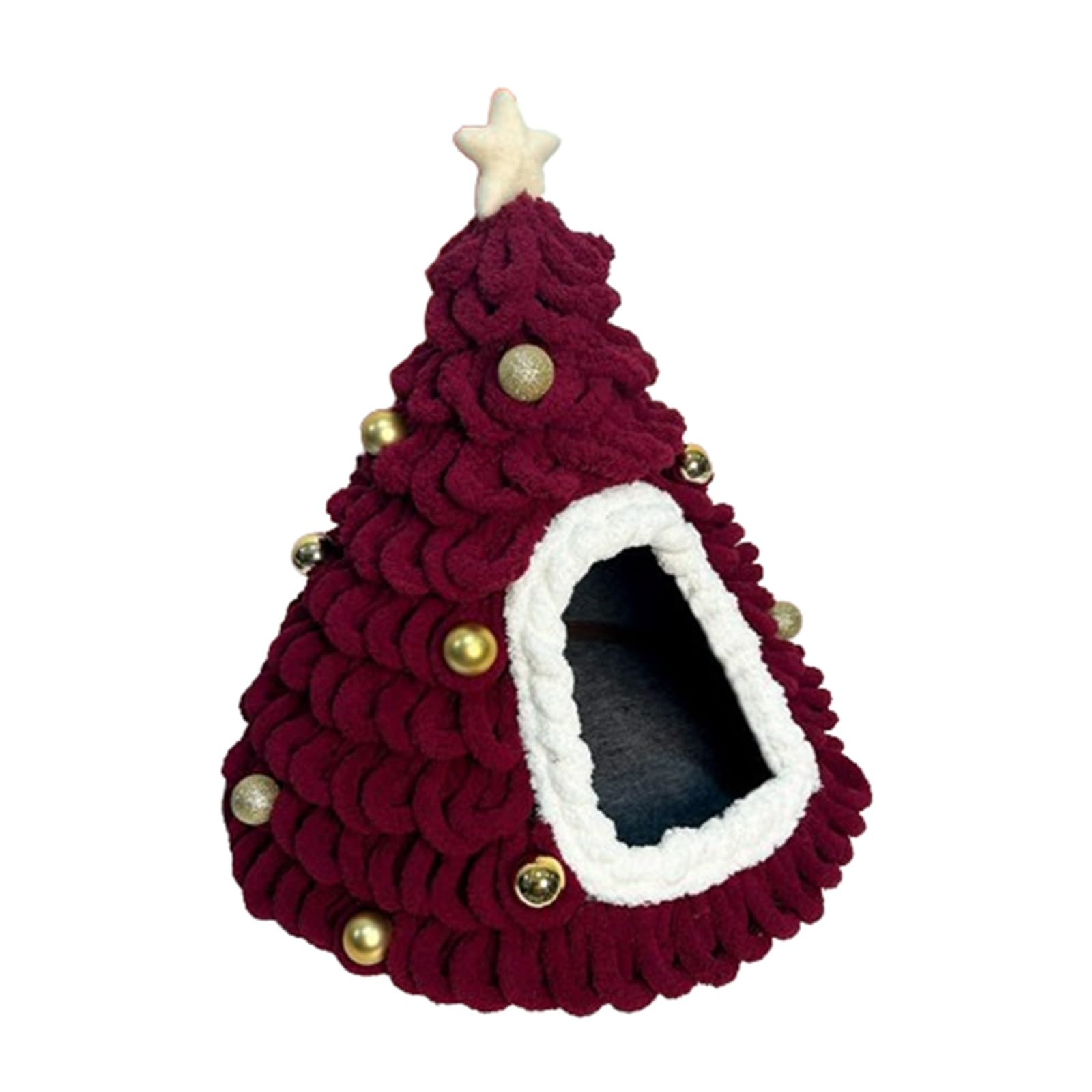 Cuccia per Gatti a Forma di Albero di Natale Set di Materiali per Nido Morbido Chiuso per Gatti da Interno e Cani Piccoli Regalo Natalizio Caldo per Amanti dei Gatti(Red2)