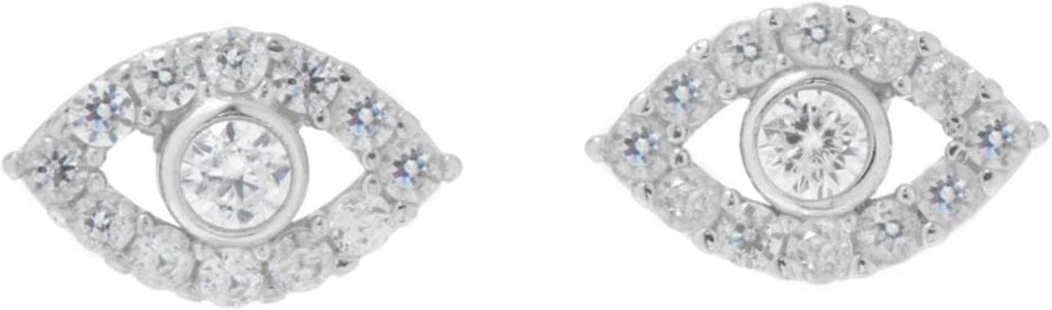 0.25 Carat Total Weight Round Brilliant Cz Simulated Diamond Evil Eye Stud Earrings (D Color VVS1 Clarity)