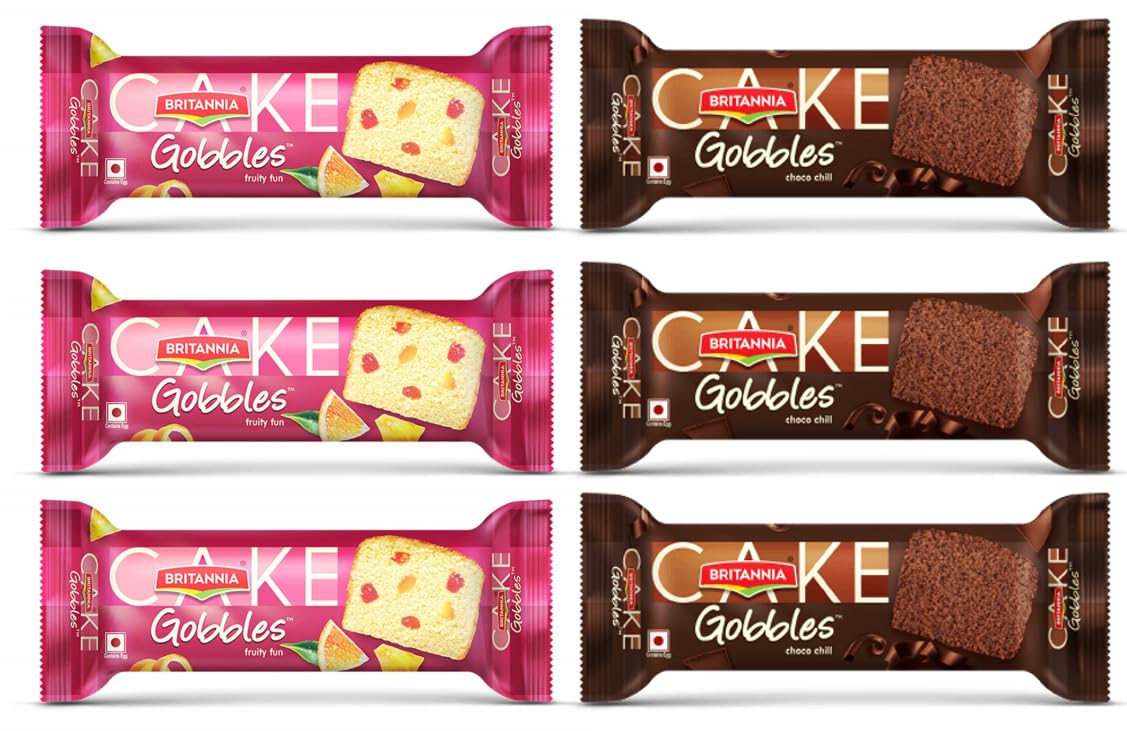 Britannia Gobbles - Fruit Cake 3Pcs & Choco Cake 3Pcs, 50g Each (Pack Of 6) - HUMARABAZAR (B0D982C5SV) Amazon Price History, Amazon Price Tracker