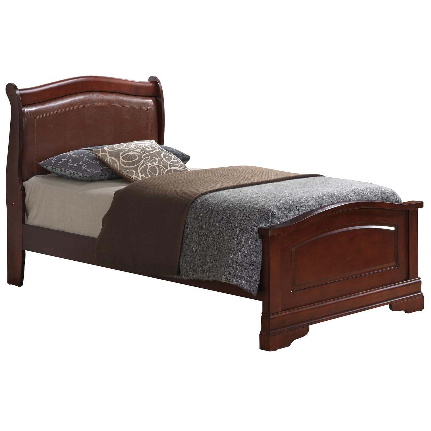Philippe Cherry Upholstered Twin Panel Bed (Headboard and footboard only)