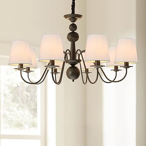 Miniatura 6 de Lampwell VALO - Juego de 6 pantallas de lámpara de araña con clip, barril pequeño, 5.2 x 4 pulgadas x 5.2 pulgadas de alto, lino, hechas a mano,