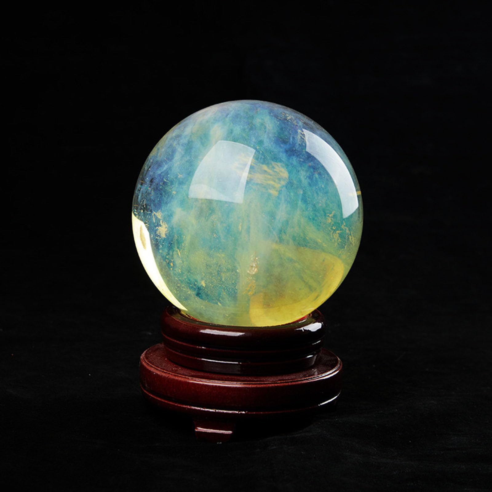 Sfera di Cristallo Giallo Naturale con Supporto(2.75"(7cm))