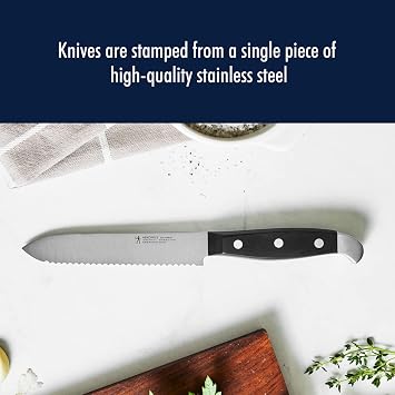 HENCKELS Statement Razor-Sharp 5-inch Serrated Utility Knife, Tomato Knife, German Engineered Informed by 100+ Years of Mastery, Black/Stainless Steel