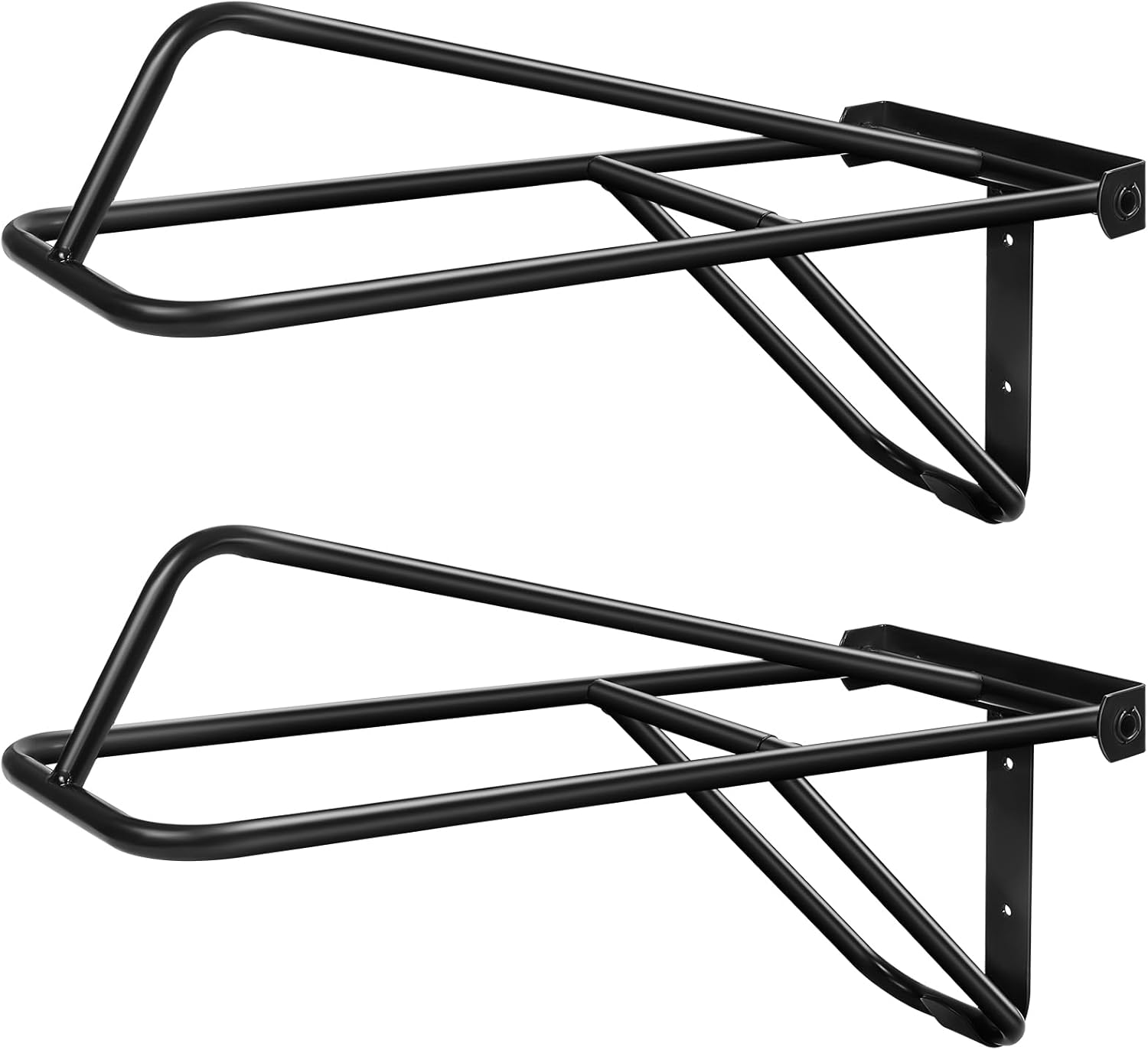 Dunzy 2 Pieces Portable Folding Saddle Rack Collapsible Saddle Storage Rack, Wall Mount Black Stand for Horse Trailer Western Saddles Horses Blanket Stall (Classic Style)