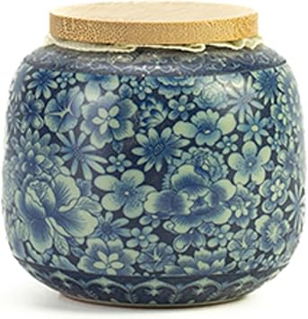 Dxcaicc Ceramic Tea Jar Vintage Chinese Style Storage Jars Kitchen Canisters, Small Ceramic Storage Canister for Tea, 200Ml/7Oz,E