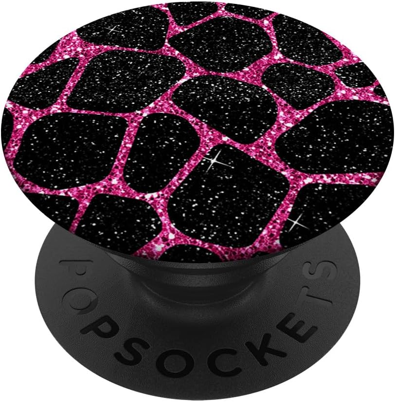 Hot Pink and Black Giraffe Pattern Glam Diva Chic Bold PopSockets Grip and Stand for Phones and Tablets PopSockets MagSafe PopGrip for iPhone