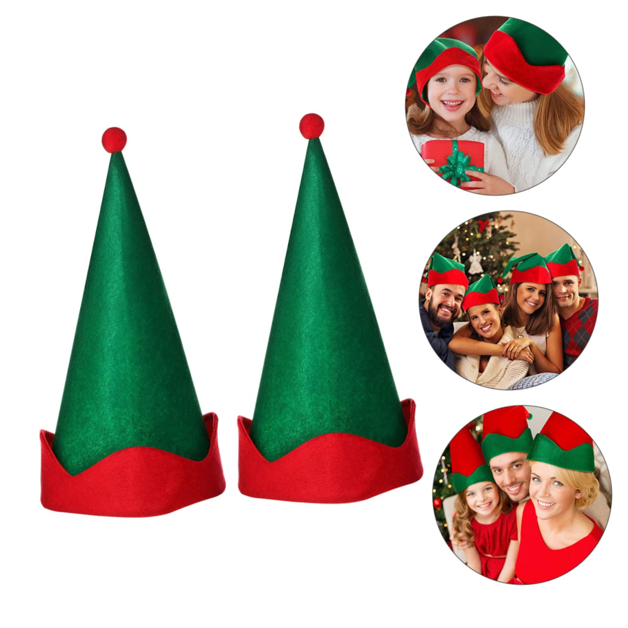 Cabilock 12 Piezas Sombrero Puntiagudo Élfico Accesorios Rojos Duende Sombreros De Elfo De Fieltro Verde Accesorio De Disfraz De Navidad Diademas a Granel Ropa Hombre Satín Silla Alta Jesús