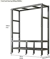 Vista 2 de Foldable Portable Closet Wardrobe on Wheel 2000Ibs Heavy-Duty Clothe Rack with Cover Freestanding Metal Clothing Rack Armoire Storage System Rolling