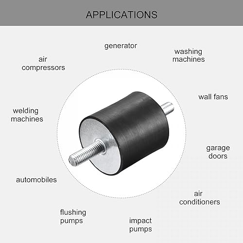 Miniatura 9 de uxcell Amortiguador de choque masculino D50mmxH40mm del aislador de vibración de los soportes de goma 4pcs M10x28mm
