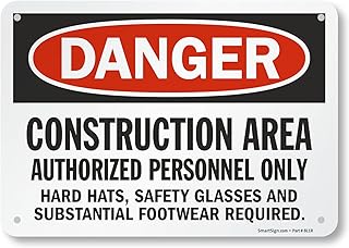 SmartSign "Danger - Construction Area, Authorized Personnel Only" Sign | 7" x 10" Aluminum