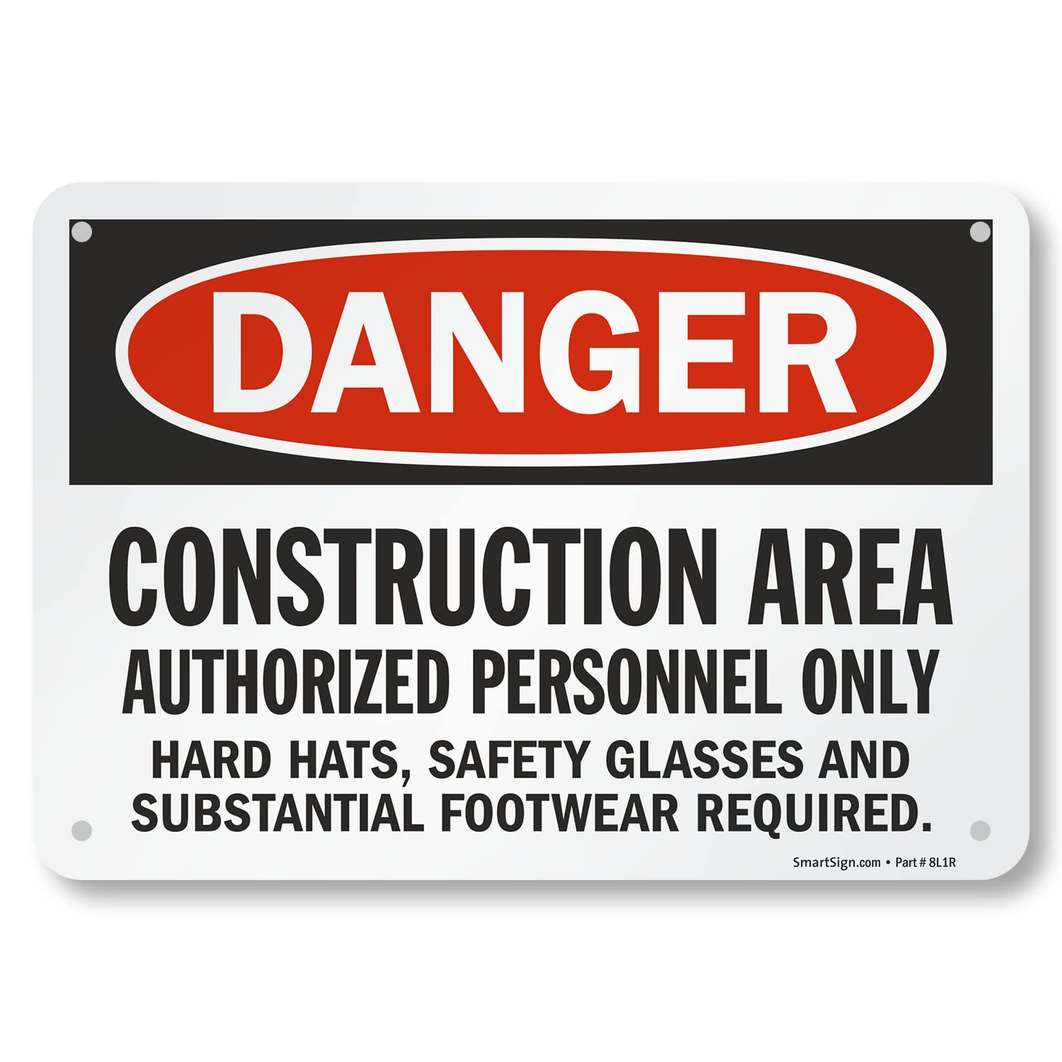 SmartSign - S-8968-AL-14 "Danger - Construction Area, Authorized Personnel Only" Sign | 10" x 14" Aluminum Black/Red on White — Amazon image 10